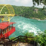 A photo of the Whirlpool Aerocar poised to go out over the Niagara gorge.